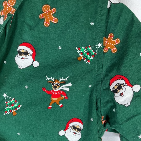 Denim & Flower Ricky Singh Button Up Santa Print Short Sleeve Shirt Boys 12-13 - Picture 3 of 7